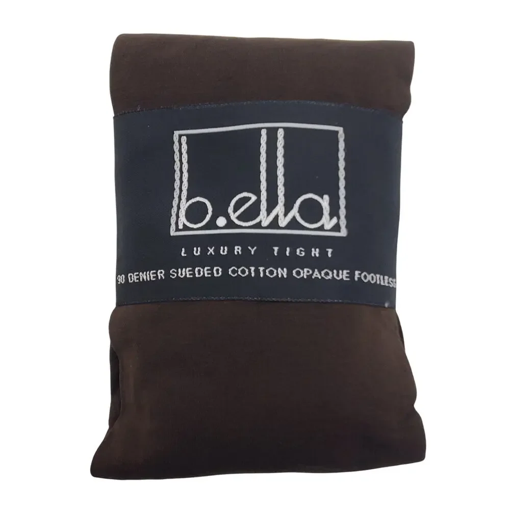 FOOTLESS Tights TALL Espresso Brown B.ella Erika Opaque Italian 90 Denier Cotton